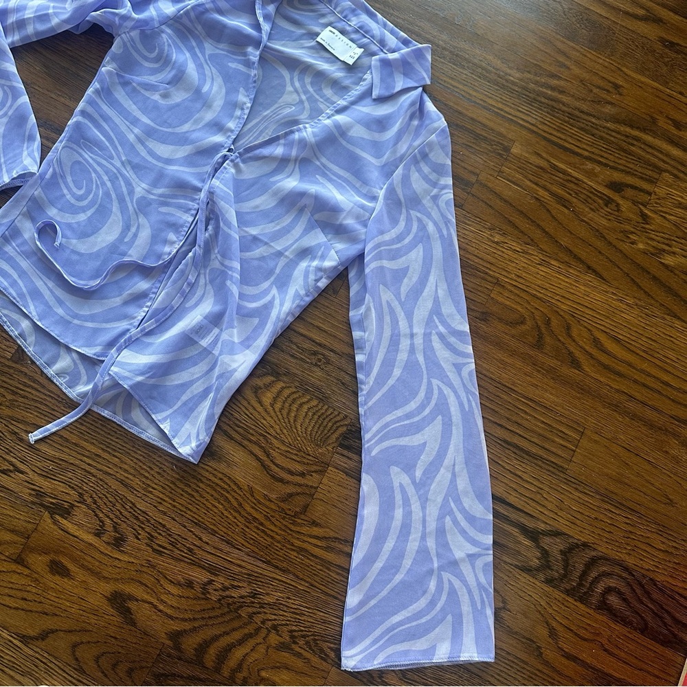 ASOS x MILLIE Retro Lavender Swirl sheer Blouse - Picture 12 of 14